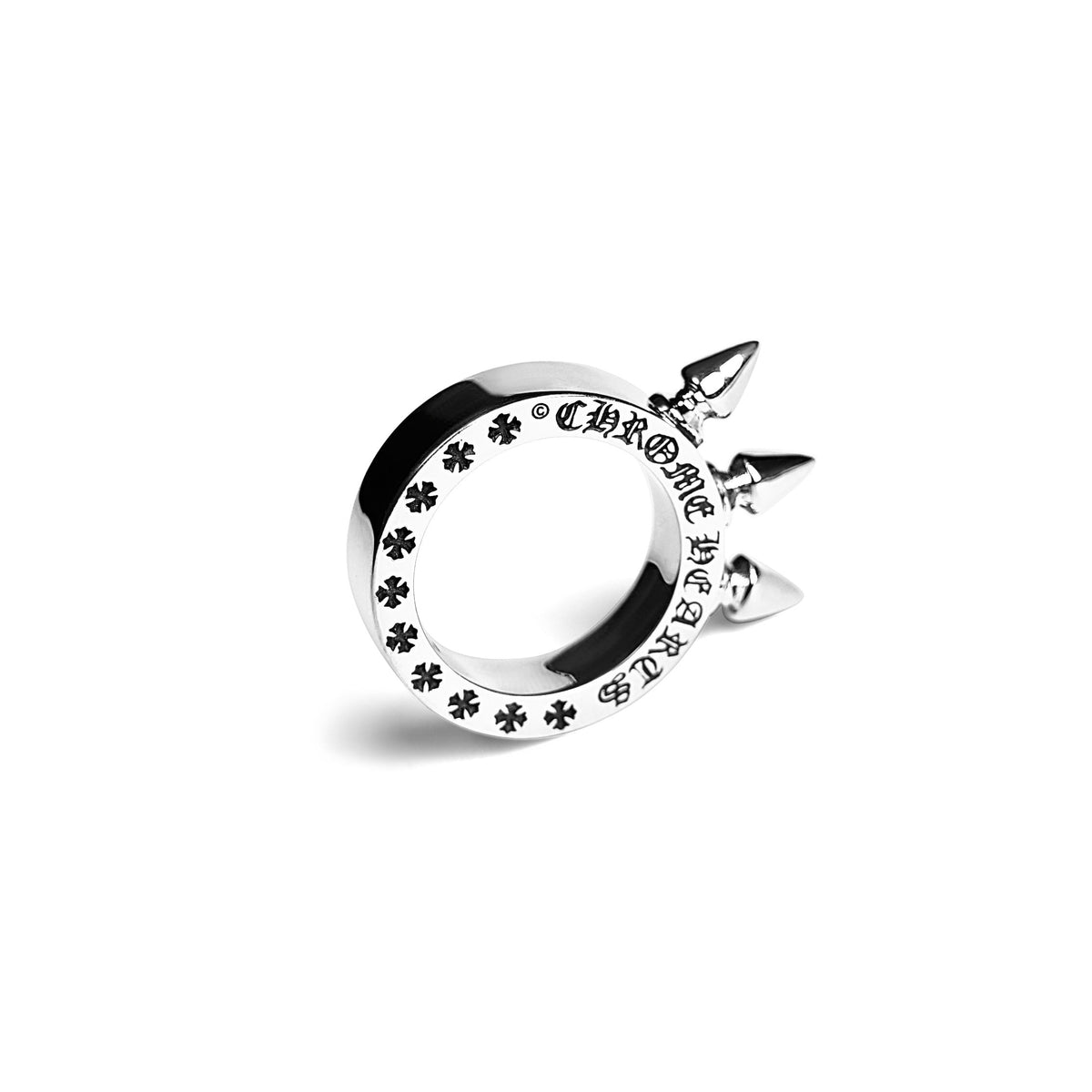 Authentic Chrome Hearts Triple Spike Ring – front view