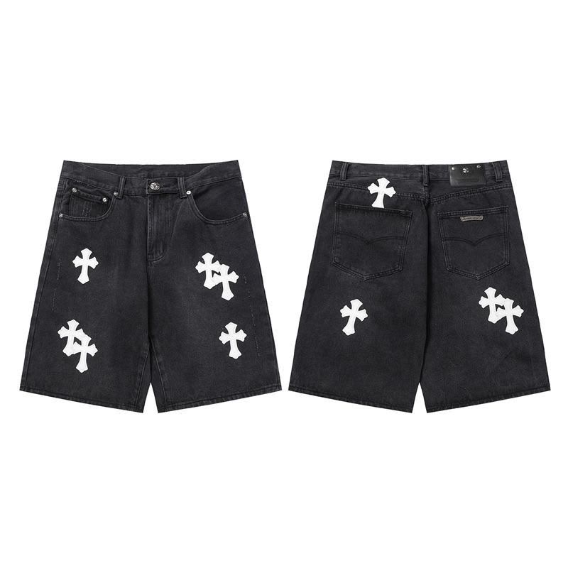 Authentic Chrome Hearts Chrome Hearts Black Denim Cross Patch Shorts – front view