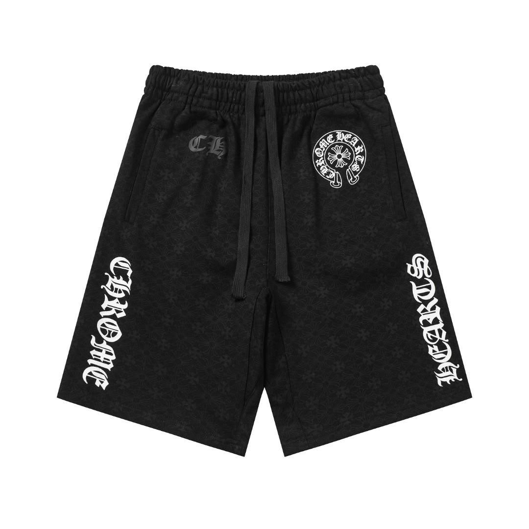 Authentic Chrome Hearts Chrome Hearts Black Monogram Fleece Sweatshorts – front view