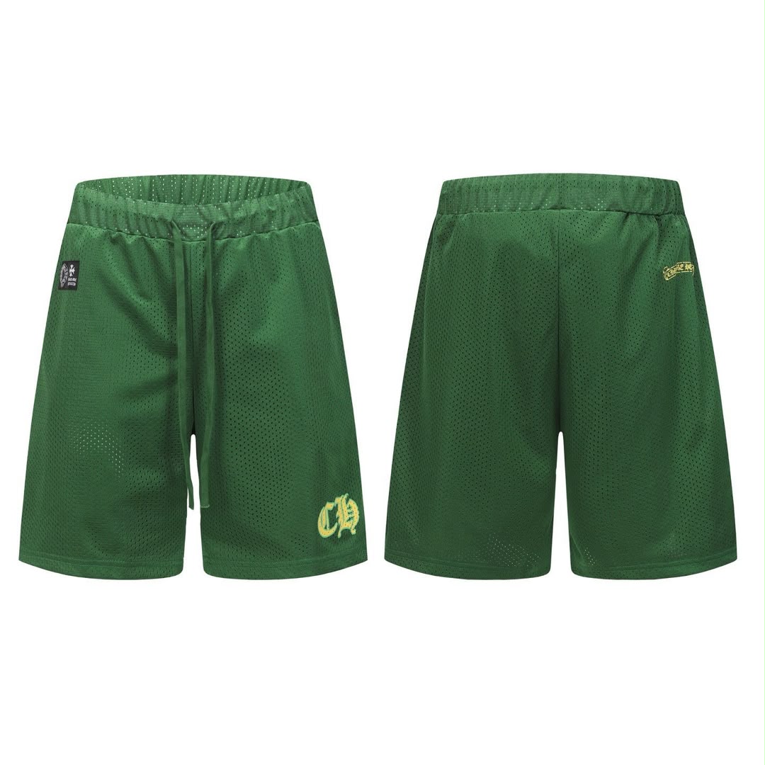 Authentic Chrome Hearts Chrome Hearts Forest Green Mesh Shorts – front view