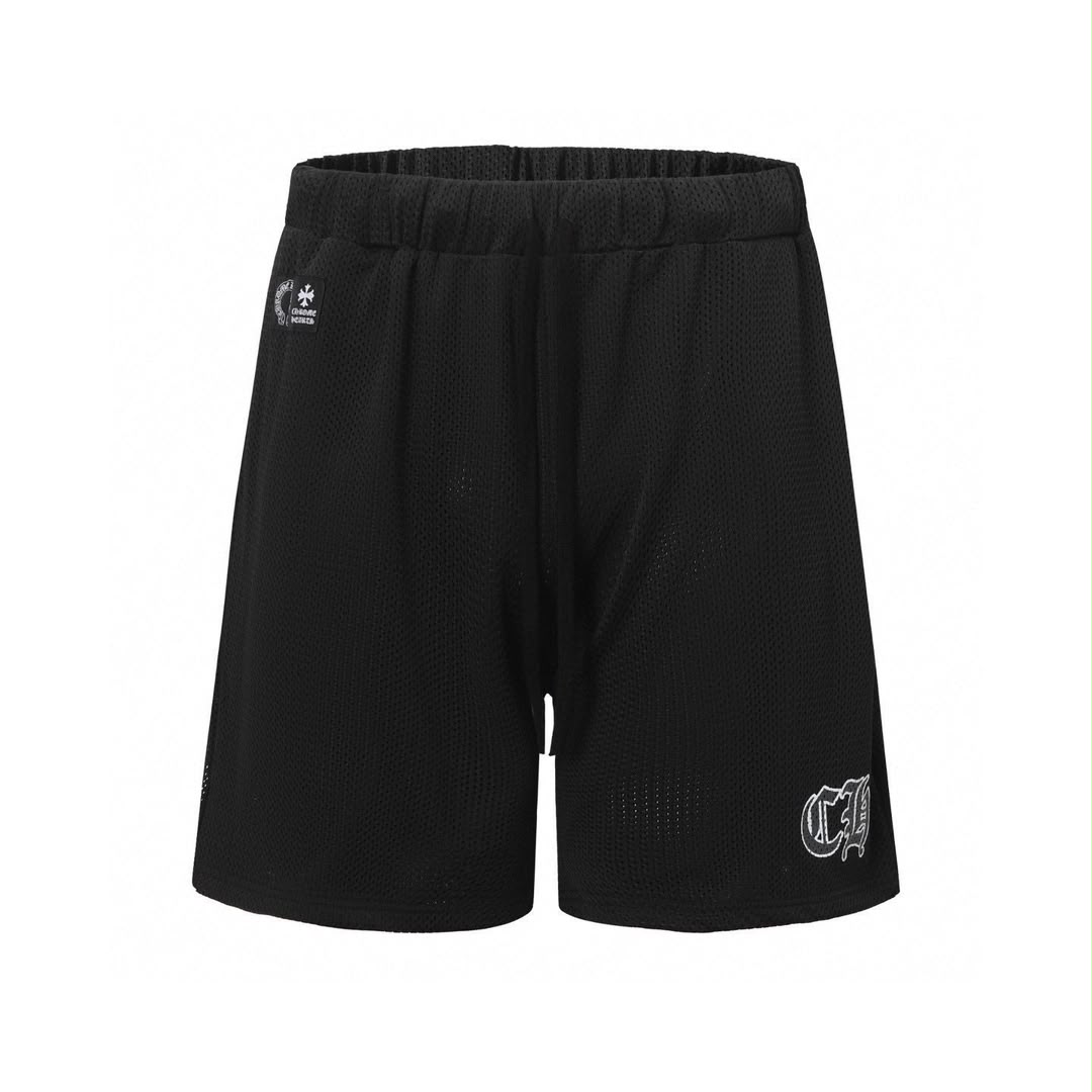 Authentic Chrome Hearts Chrome Hearts Black Mesh Logo Shorts – front view