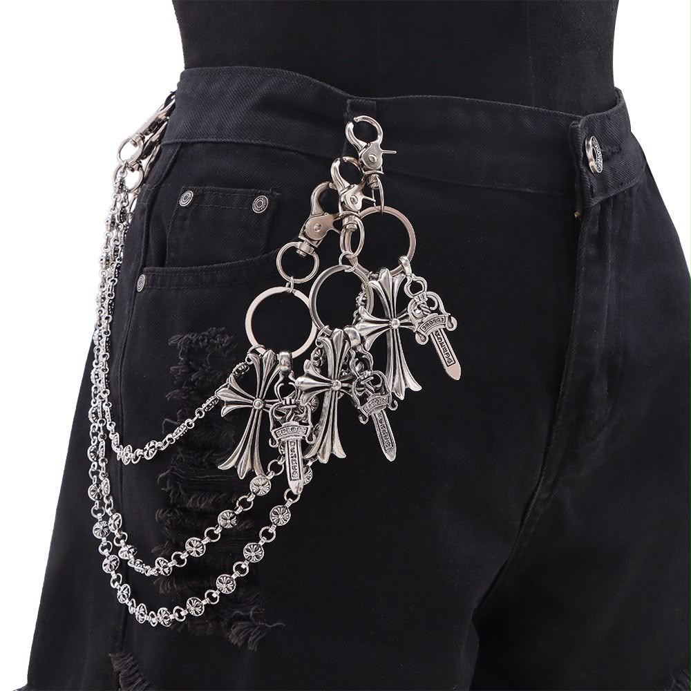 Chrome Hearts Multi-Layer Cross Dagger Jean Chain - Chrome Hearts Chain (photo 1)