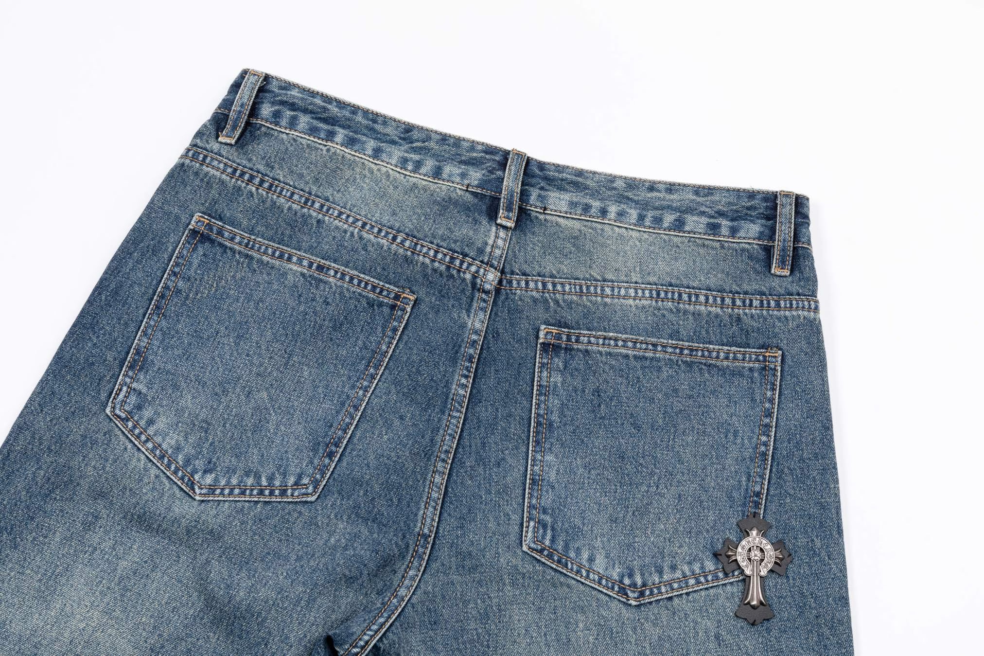 Authentic Chrome Hearts Chrome Hearts Cross Fade Wash Jeans – front view
