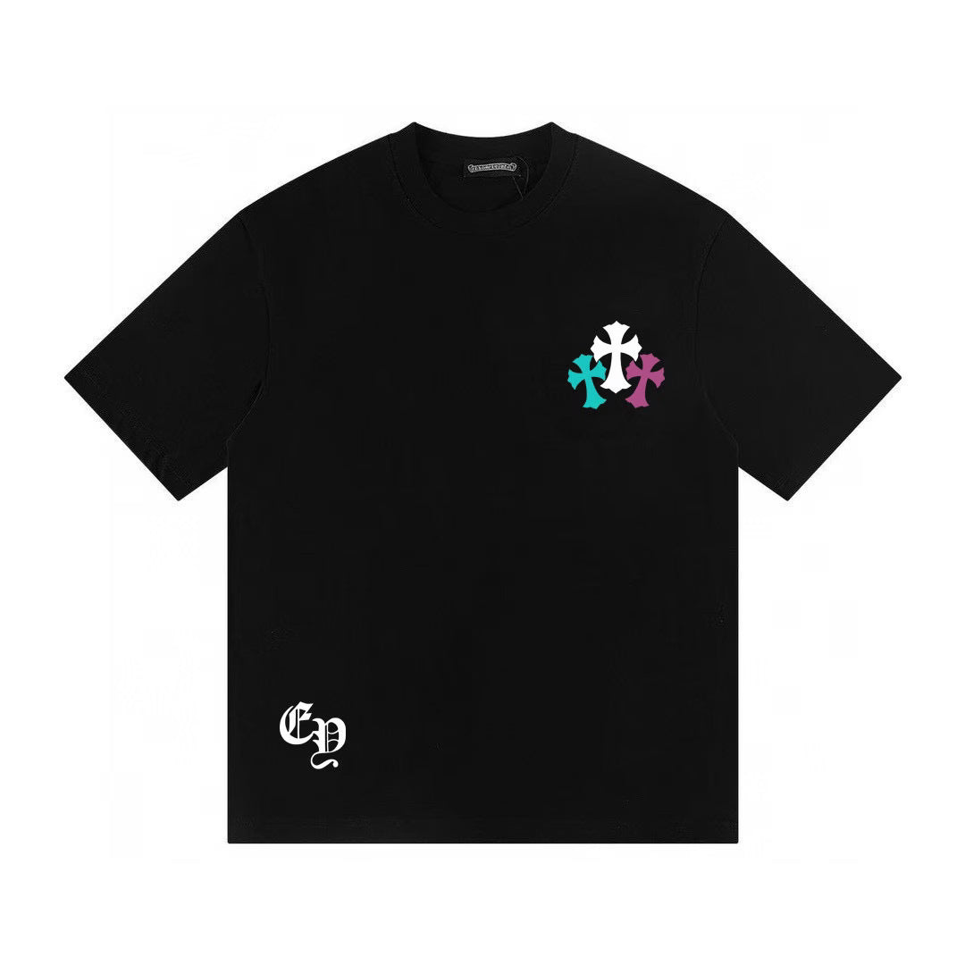 Authentic Chrome Hearts Chrome Hearts Multi Color Cross Black T-Shirt – front view