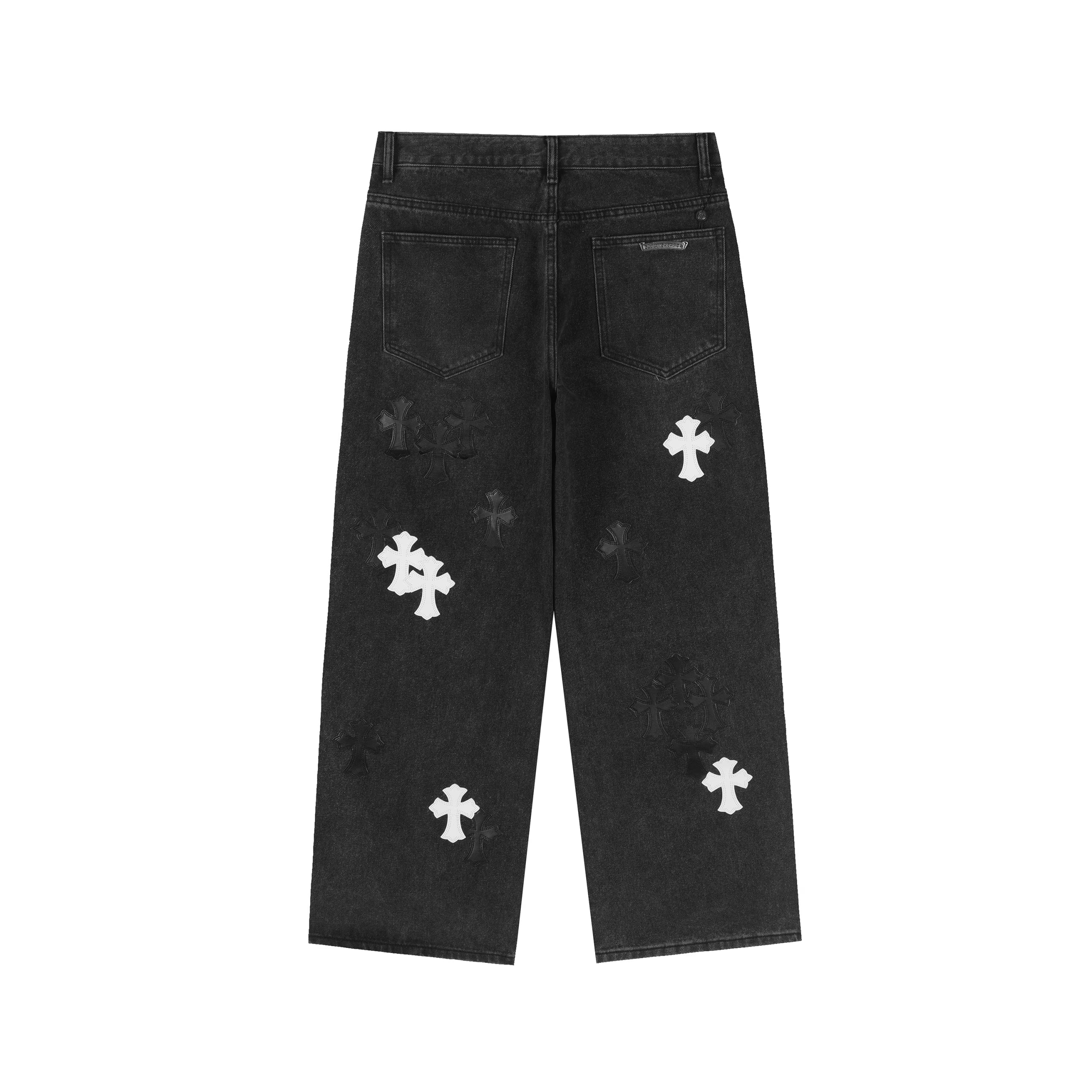 Authentic Chrome Hearts Chrome Hearts Black Cemetery Cross Jeans – front view