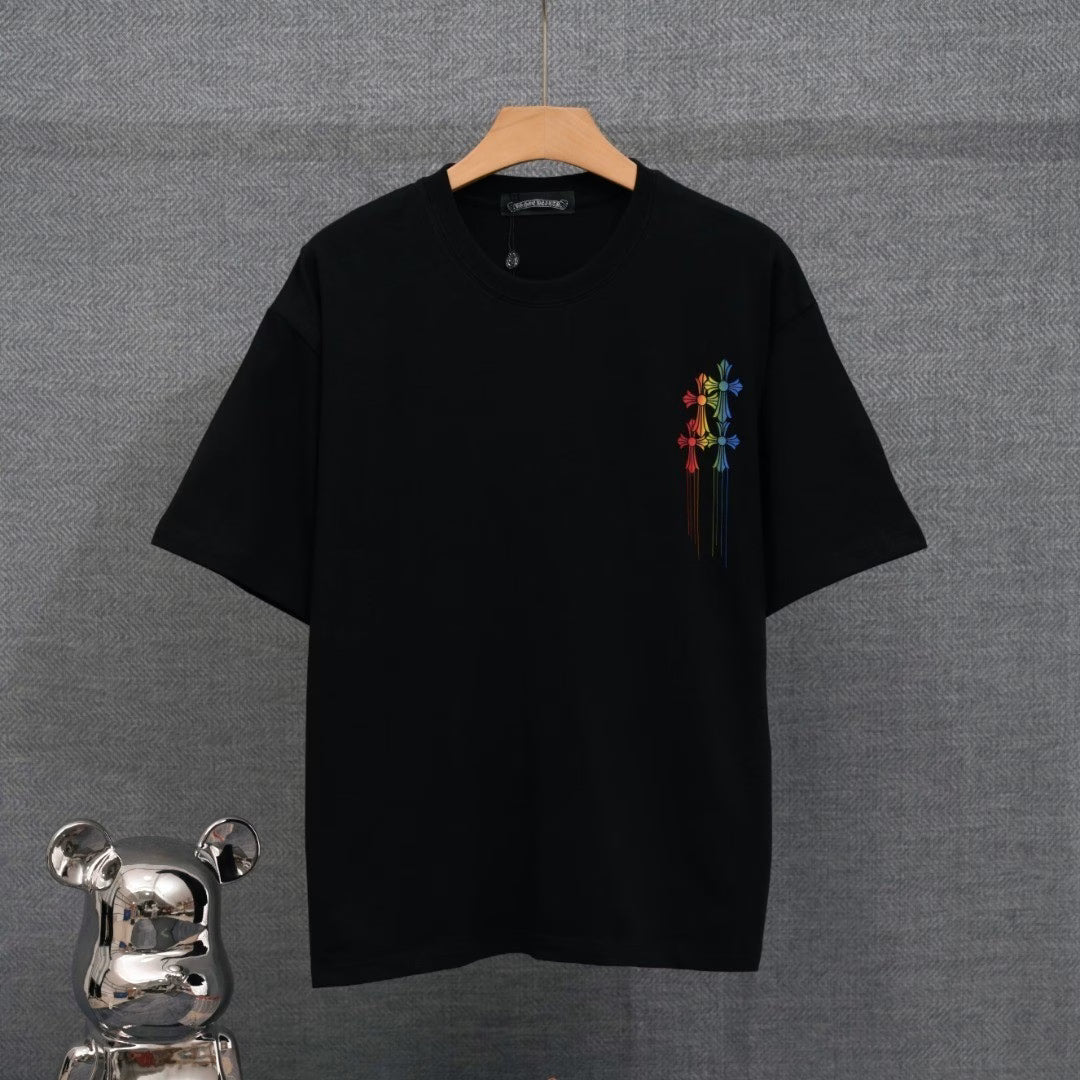 Authentic Chrome Hearts Chrome Hearts Rainbow Cross Drip Tee (Black) – front view