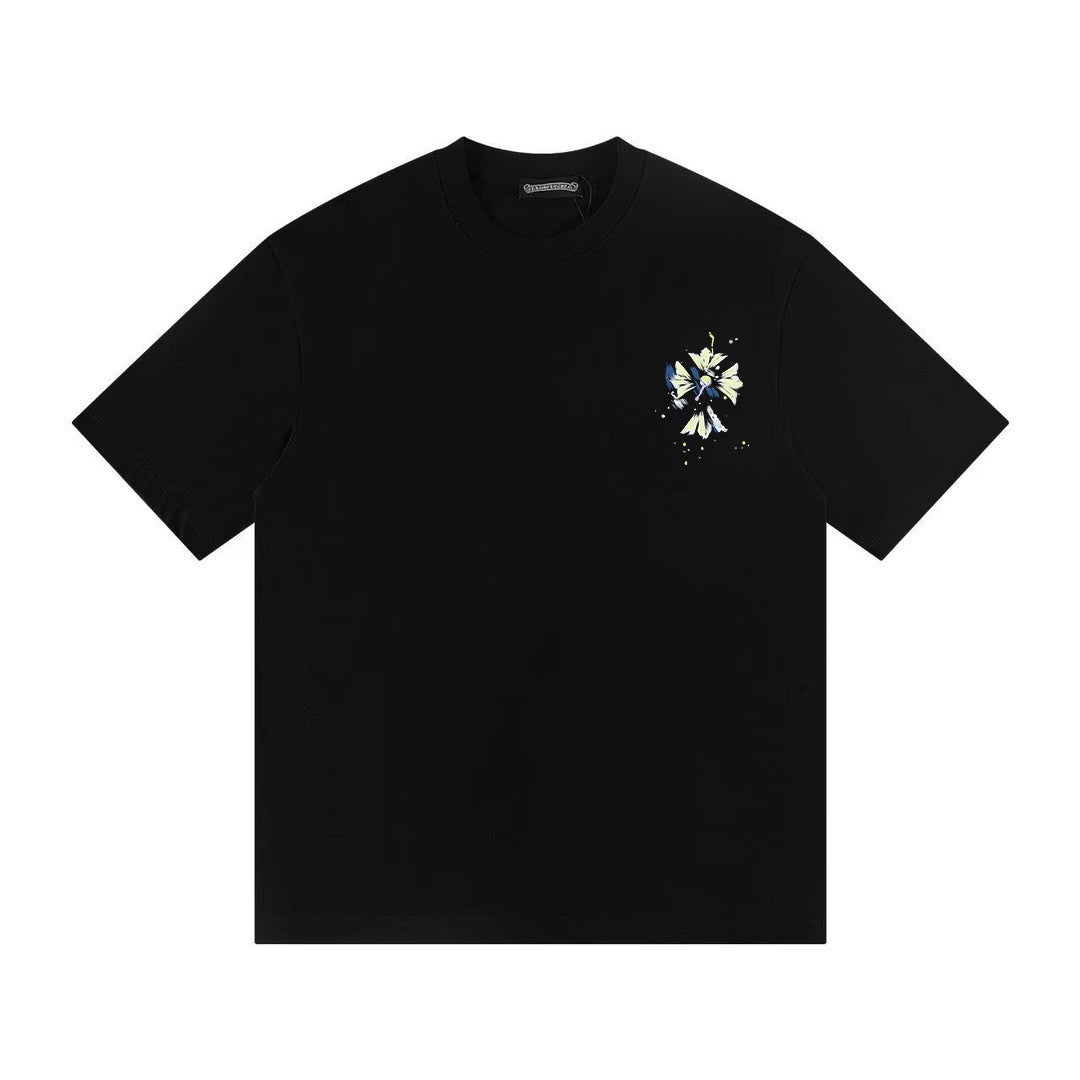 Authentic Chrome Hearts Chrome Hearts Graffiti Floral Cross Tee Black – front view