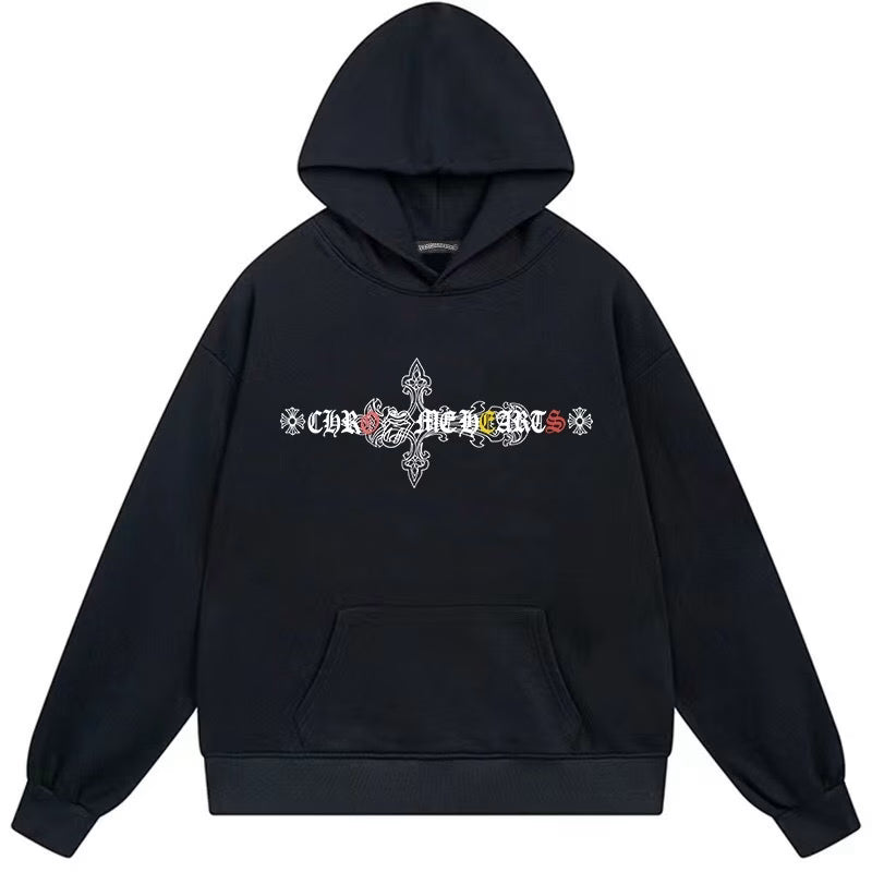 Authentic Chrome Hearts Chrome Hearts Artistic Cross Hoodie Black – front view