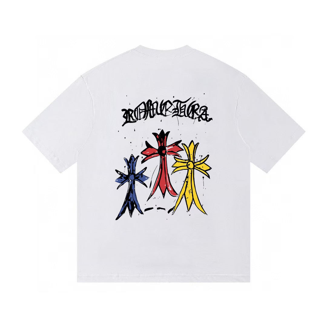 Authentic Chrome Hearts Chrome Hearts Colorful Cross Graphic T-Shirt White – front view
