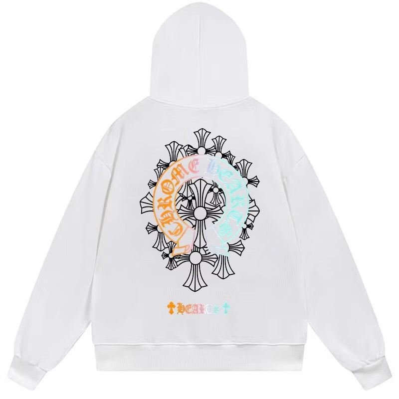 Authentic Chrome Hearts Chrome Hearts Neon Horseshoe Hoodie White – front view