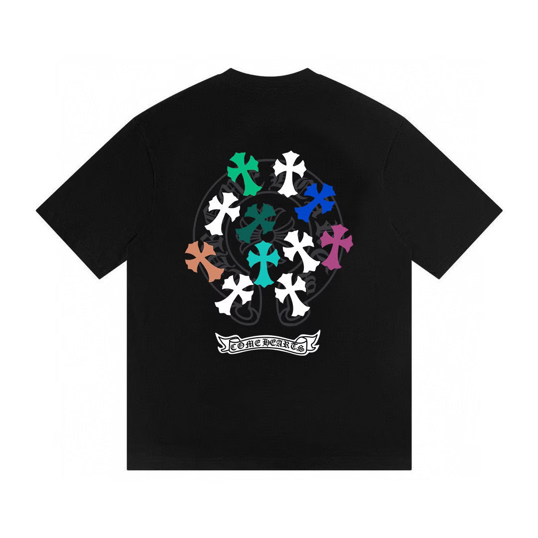 Authentic Chrome Hearts Chrome Hearts Multi Color Cross Black T-Shirt – front view