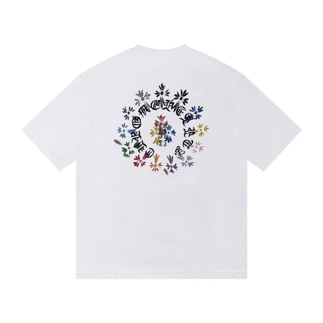 Authentic Chrome Hearts Chrome Hearts Multi Floral Horseshoe T-Shirt – White – front view