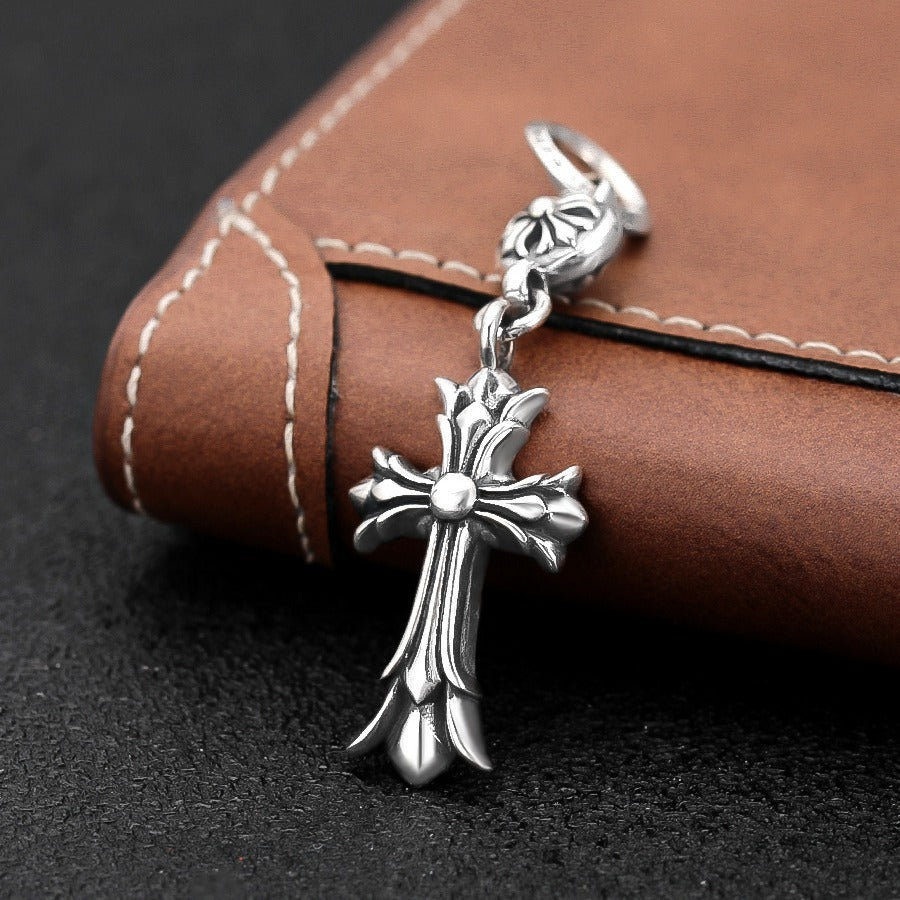 Authentic Chrome Hearts Chrome Hearts Cross Charm Keychain For Jeans – front view