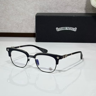 Chrome Hearts Bonennoisseur Ii Black Brushed Silver Eye Glass Frame – sunglasses front view