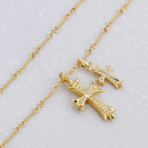 Chrome Hearts Double Cross Necklace – necklace front view