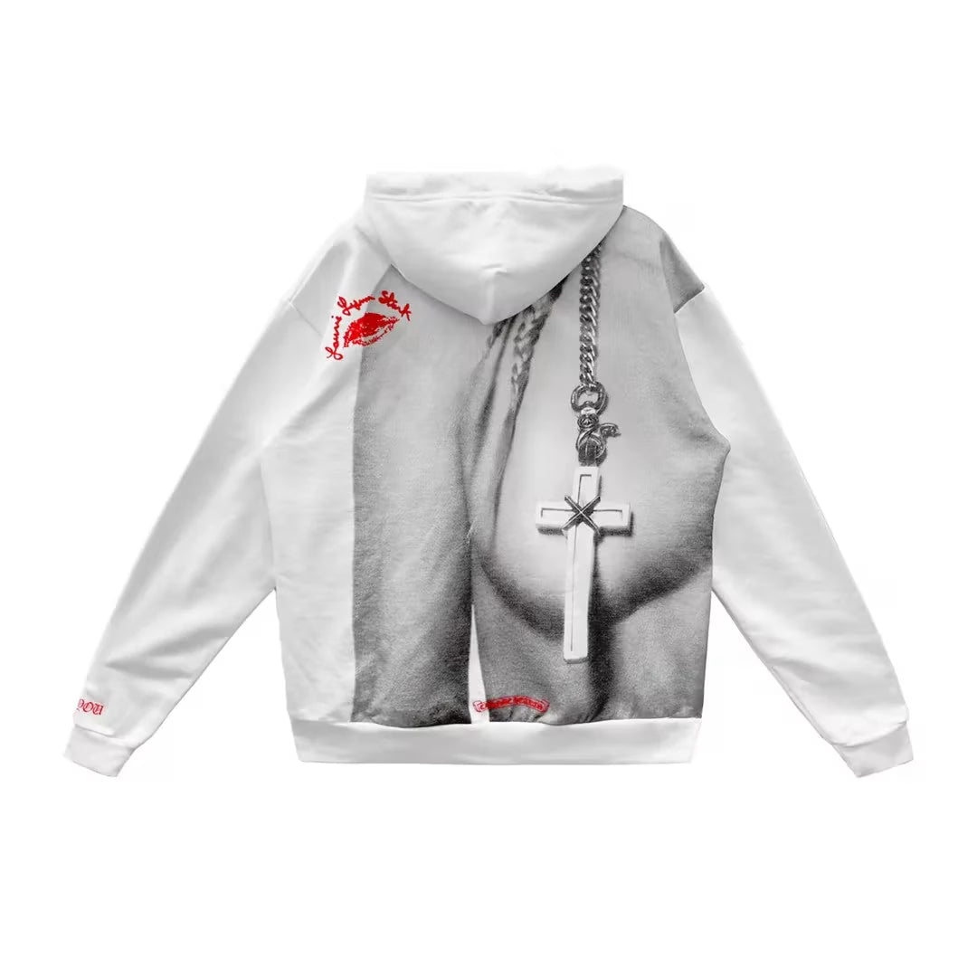 Authentic Chrome Hearts Chrome Hearts Laurie Lynn Stark Portrait Red Letter Hoodie – front view