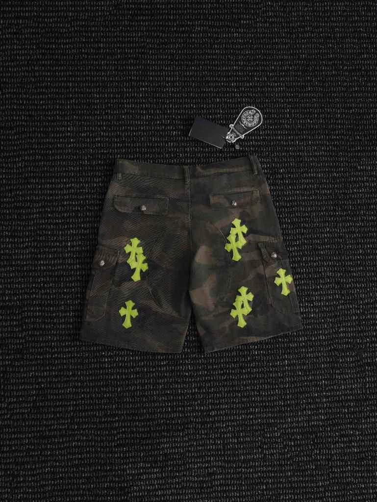 Authentic Chrome Hearts Chrome Hearts Camo Neon Cross Cargo Shorts – front view