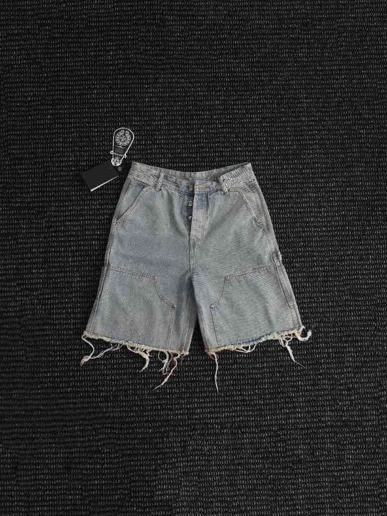 Authentic Chrome Hearts Chrome Hearts Light Wash Denim Carpenter Shorts – front view