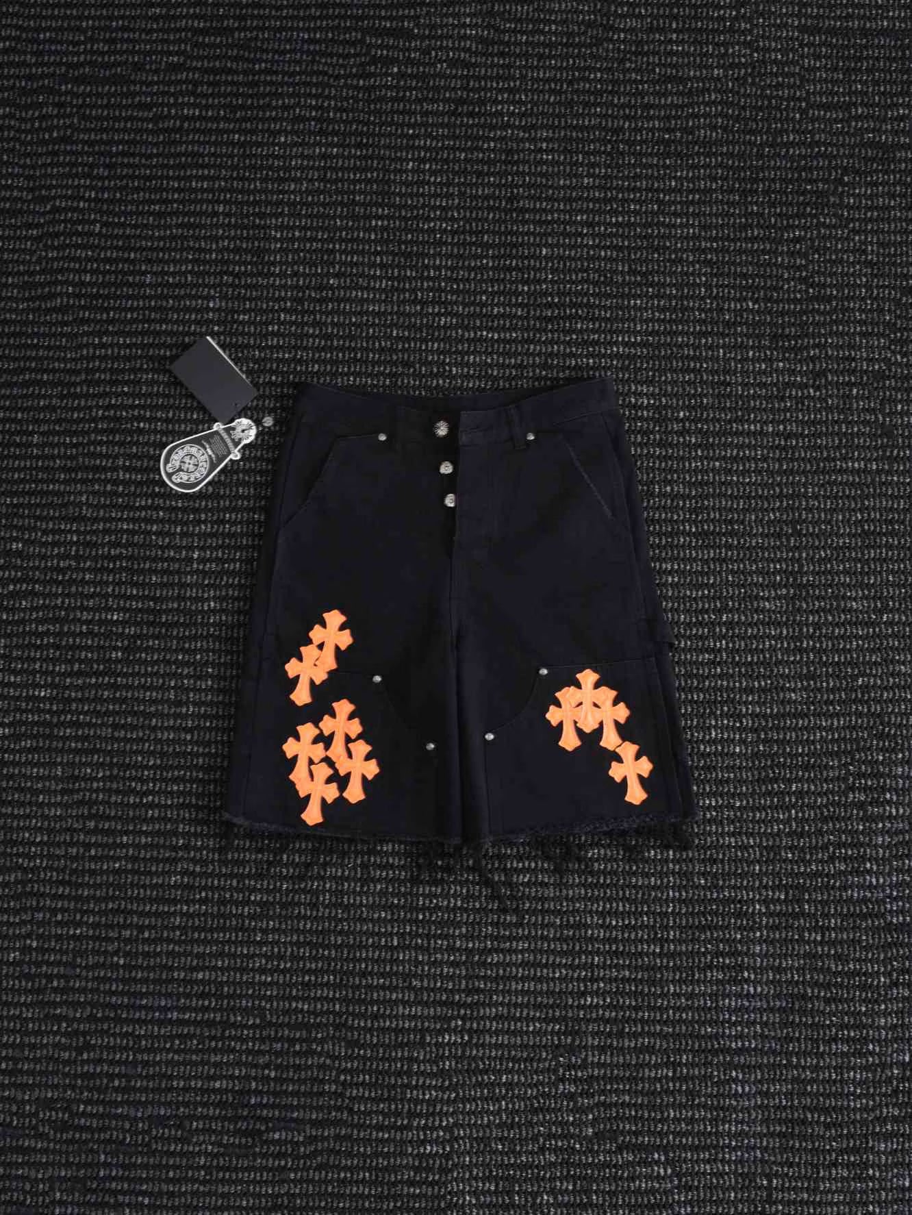 Authentic Chrome Hearts Chrome Hearts Cross Patch Denim Shorts – front view