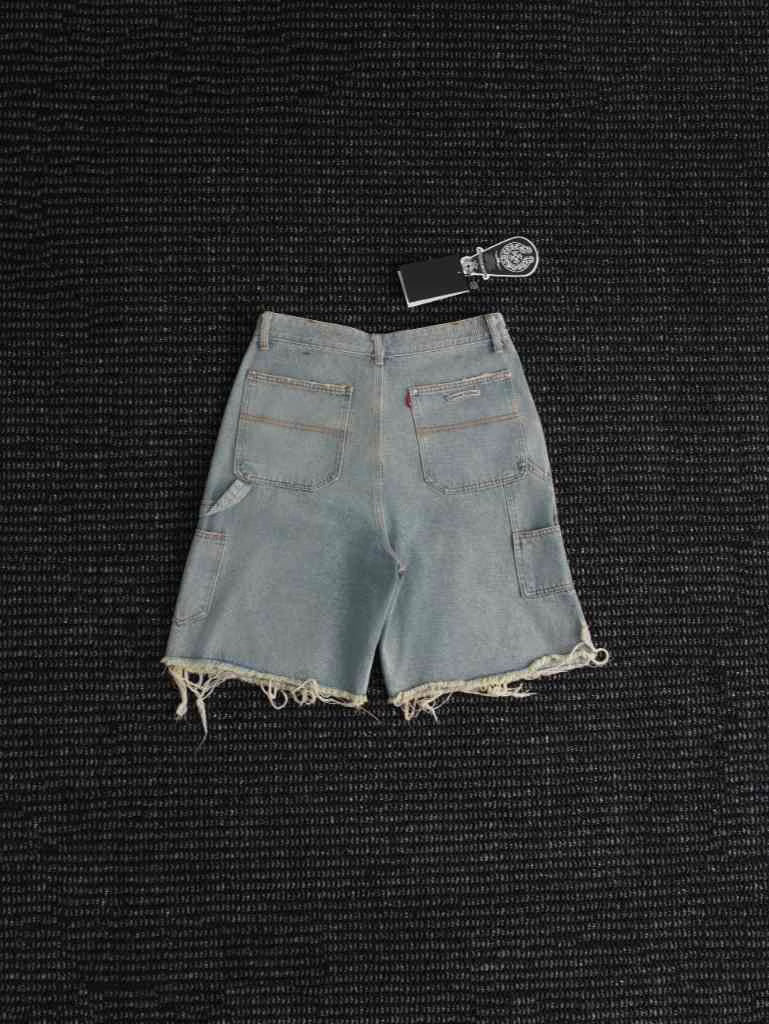 Authentic Chrome Hearts Chrome Hearts Light Wash Denim Carpenter Shorts – front view