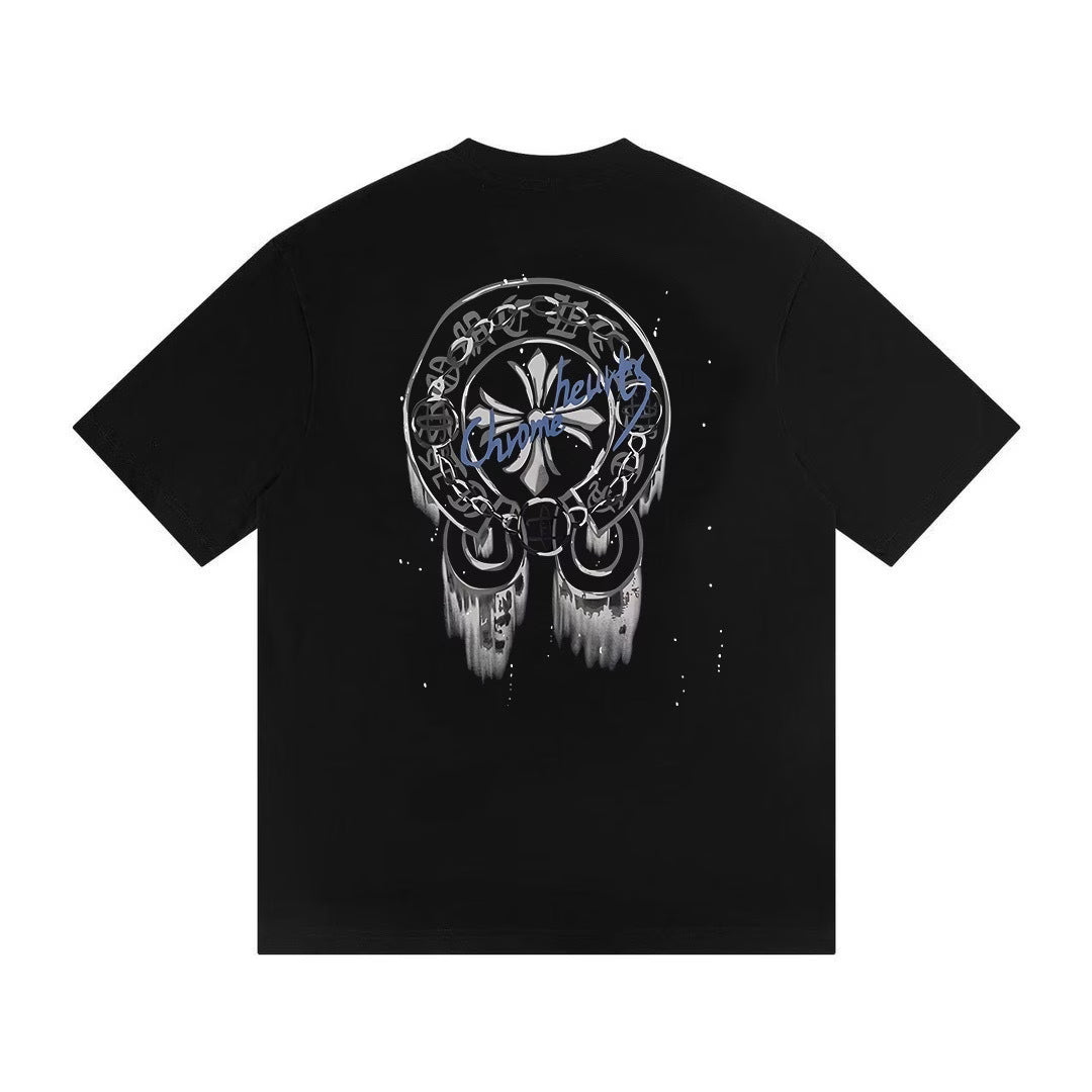 Authentic Chrome Hearts Chrome Hearts Cemetery Ring Cross Tee Black – front view