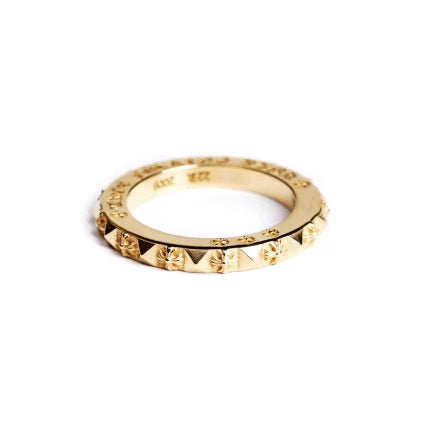 Authentic Chrome Hearts 22K Gold True Fucking Punk Ring – front view