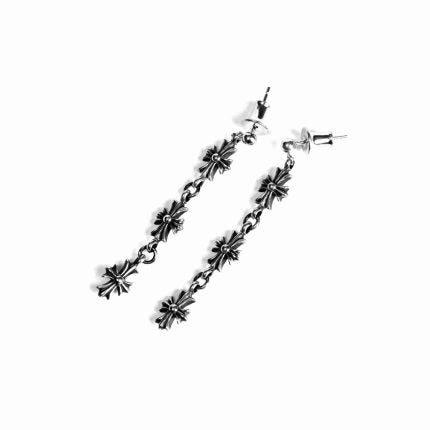 Authentic Chrome Hearts 3 Drop Cross Earring – front view
