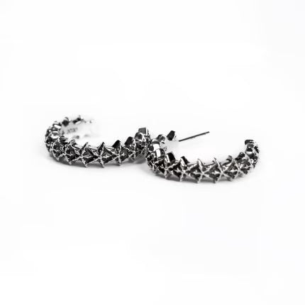 Authentic Chrome Hearts 5 Sided Star Hoop Earrings – front view