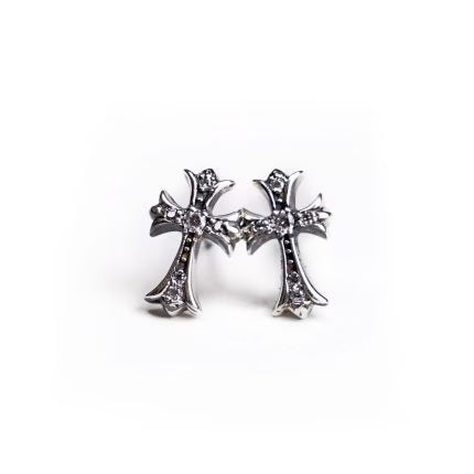 Authentic Chrome Hearts CH Cross Baby Fat Stud Pierce With Pave Diamond – front view