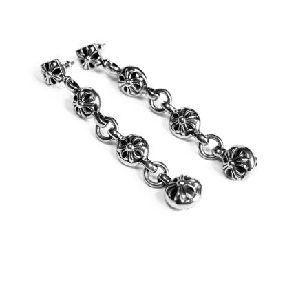 Authentic Chrome Hearts Crossball Three Drop Earring – front view
