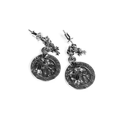 Authentic Chrome Hearts Cross Angel Medallion Earring – front view