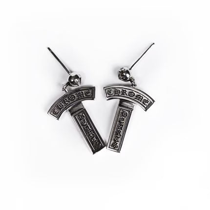 Authentic Chrome Hearts CH Logo Drop Earrings – front view