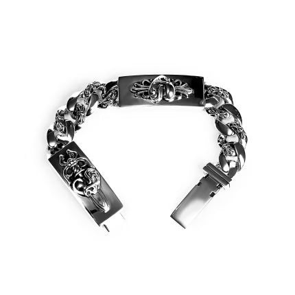 Authentic Chrome Hearts Double ID Fancy Link Bracelet – front view