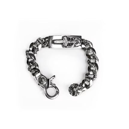 Authentic Chrome Hearts Dagger ID Fancy Link Clip Bracelet – front view