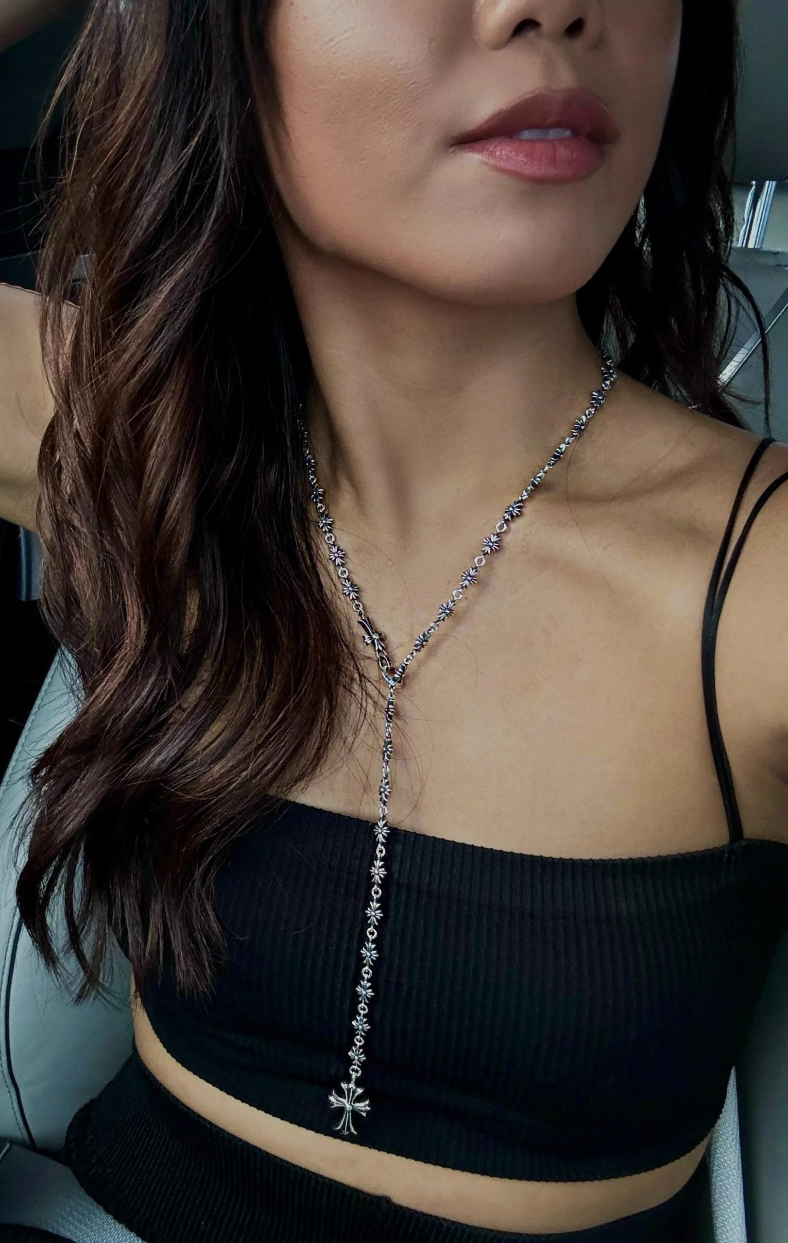 Chrome Hearts Tiny E Necklace – necklace detail close-up