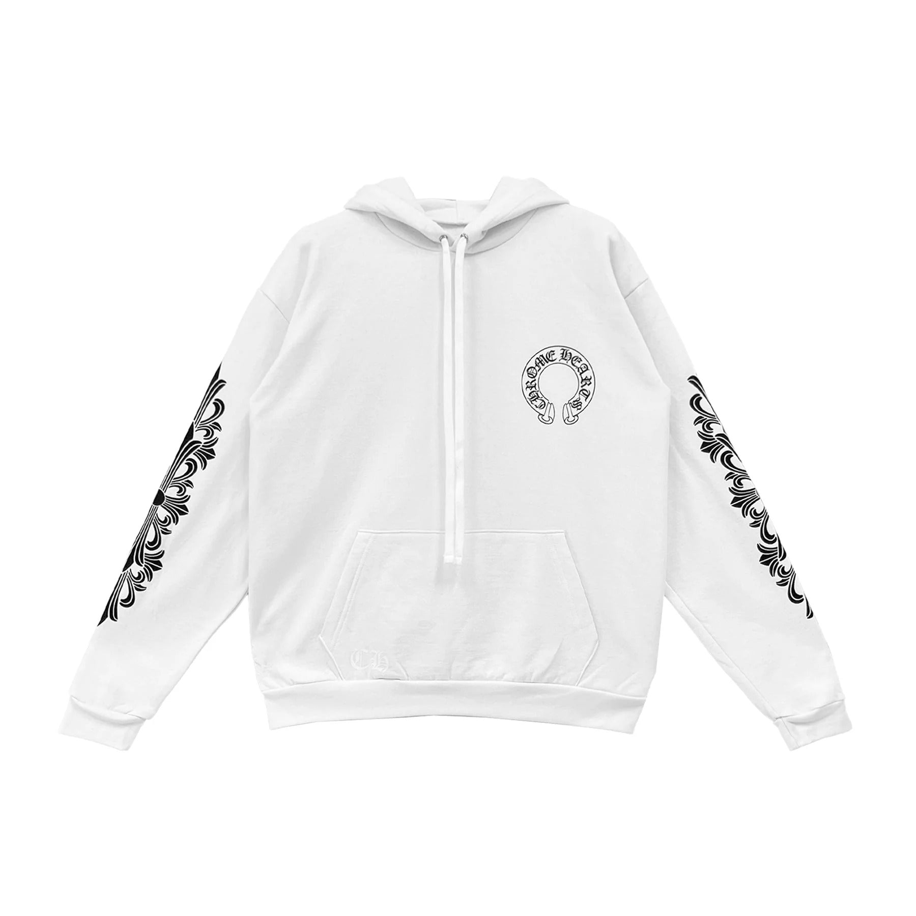 Authentic Chrome Hearts White Chrome Heart Hoodie – hoodie detail close-up