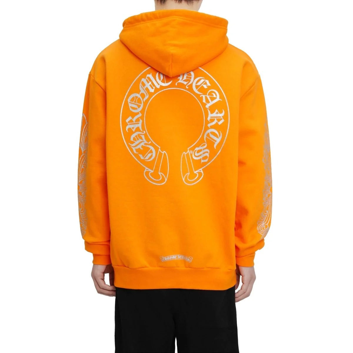Authentic Chrome Hearts Orange Chrome Heart Hoodie – hoodie detail close-up
