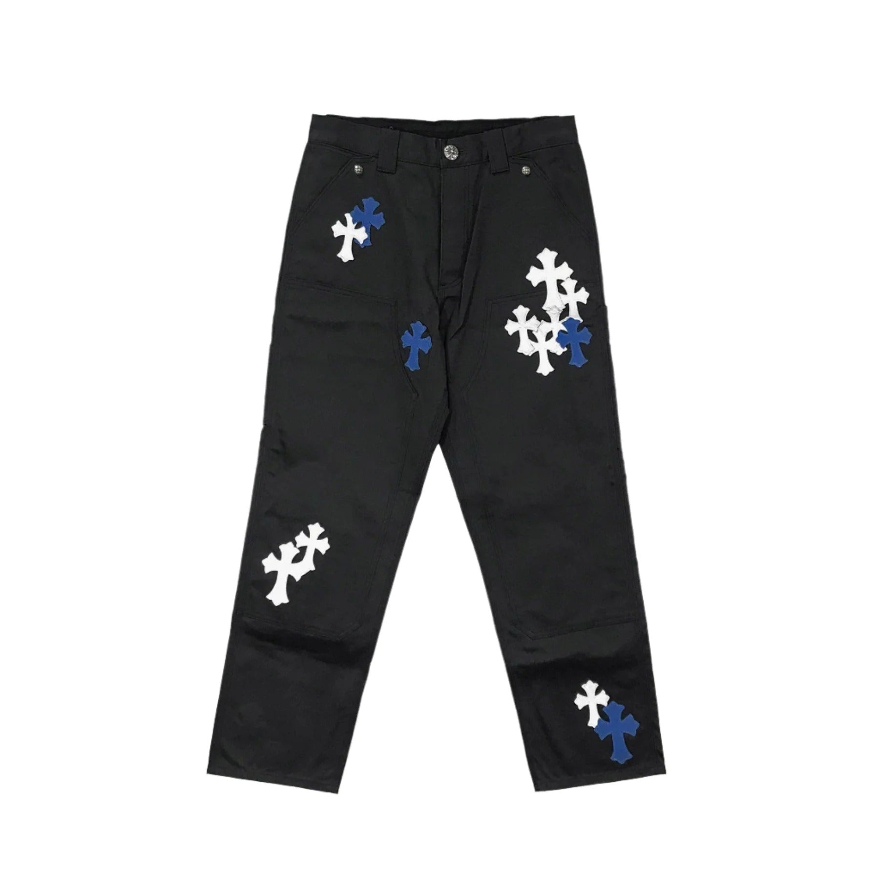 Authentic Chrome Hearts Black And White Chrome Hearts Jeans – pants front view