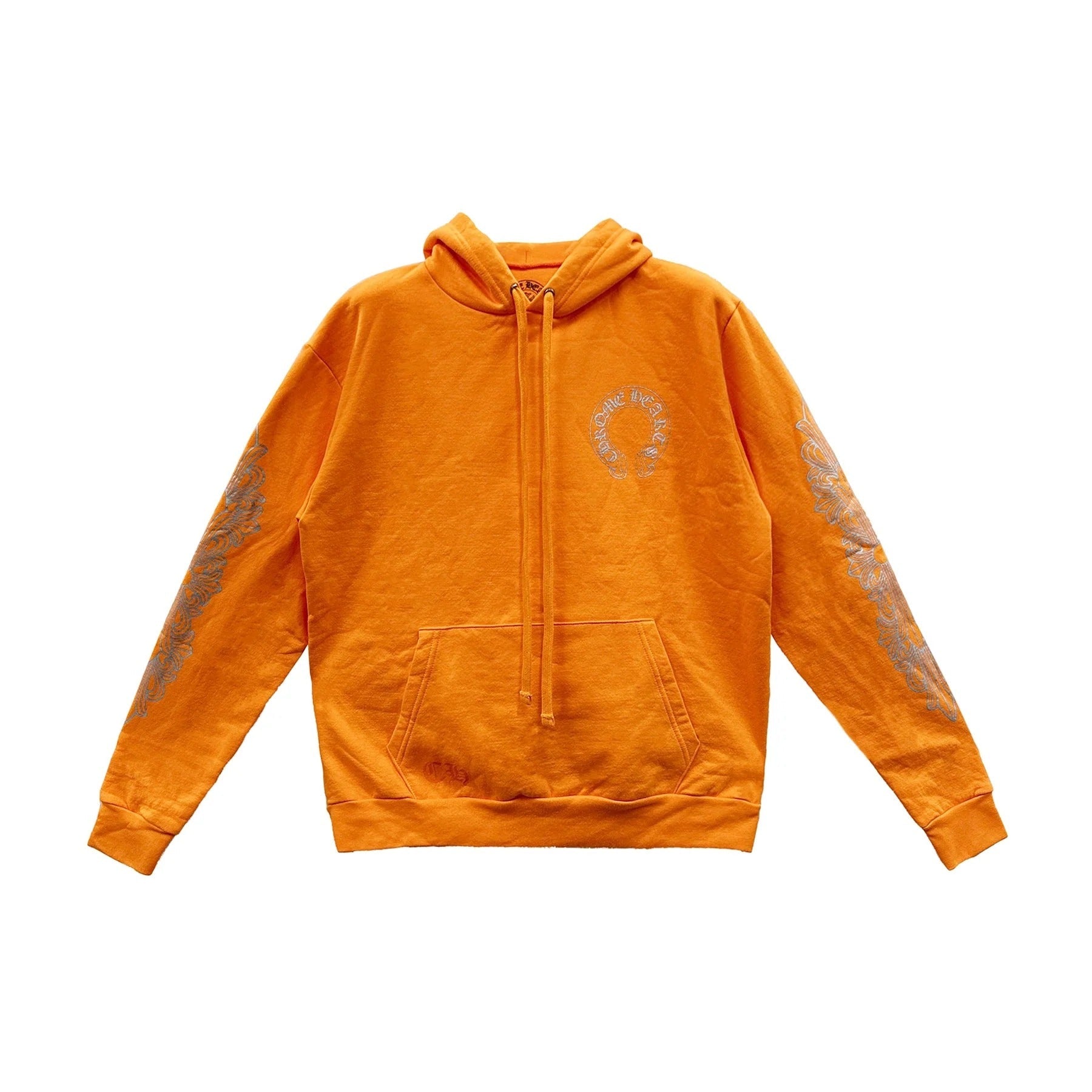 Authentic Chrome Hearts Orange Chrome Heart Hoodie – hoodie front view