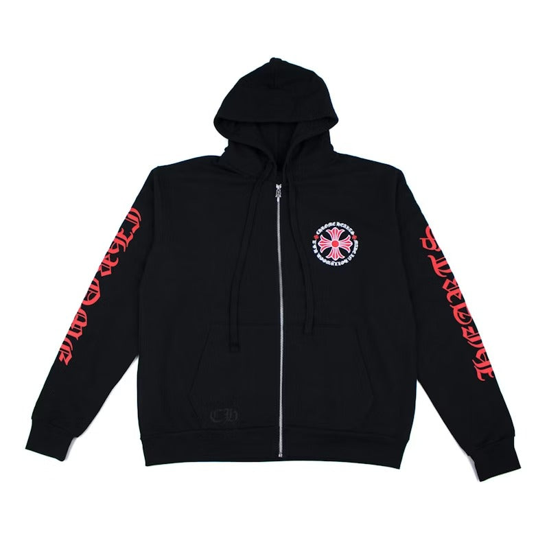 Authentic Chrome Hearts Red And Black Chrome Hearts Hoodie – hoodie detail close-up