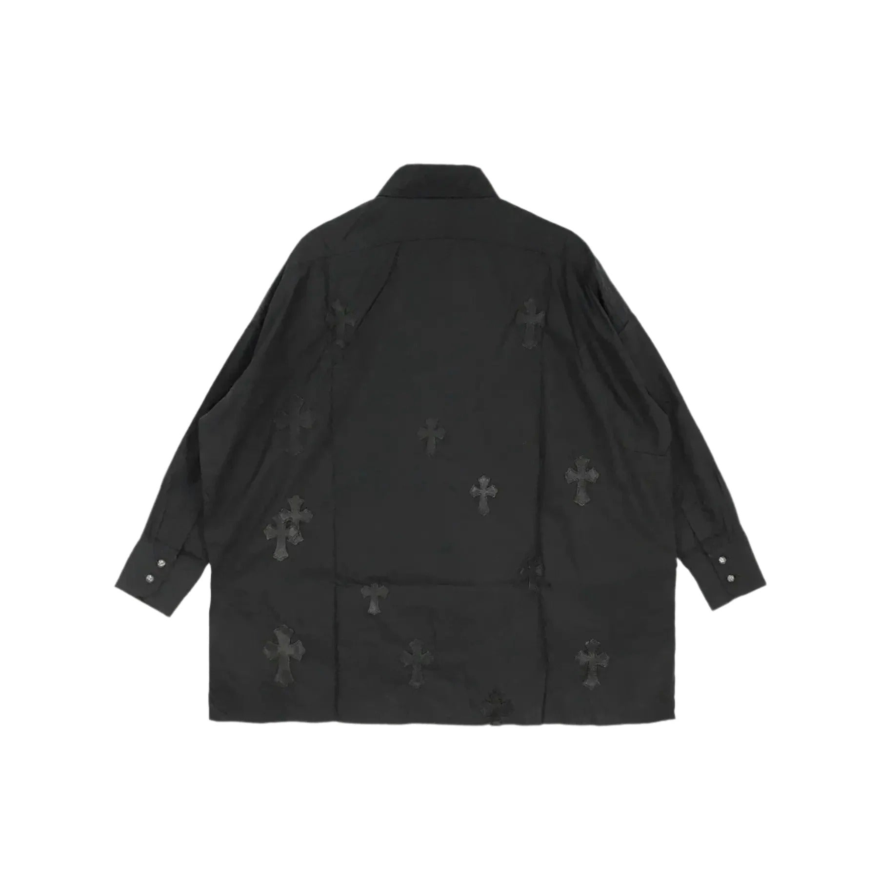 Authentic Chrome Hearts Chrome Heart Button Up Shirt – shirt detail close-up