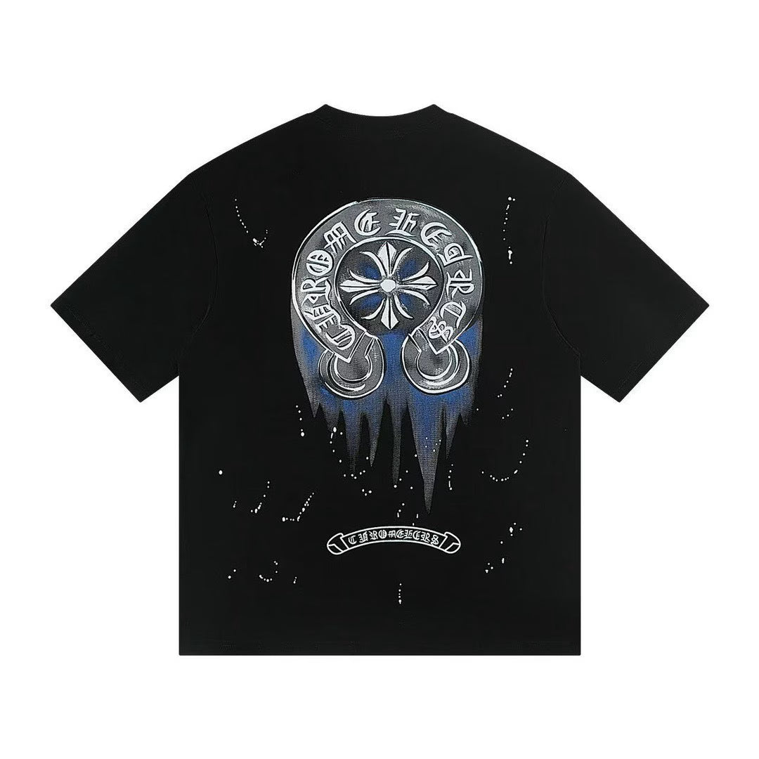 Authentic Chrome Hearts Chrome Hearts Horseshoe Drip Tee Black – front view