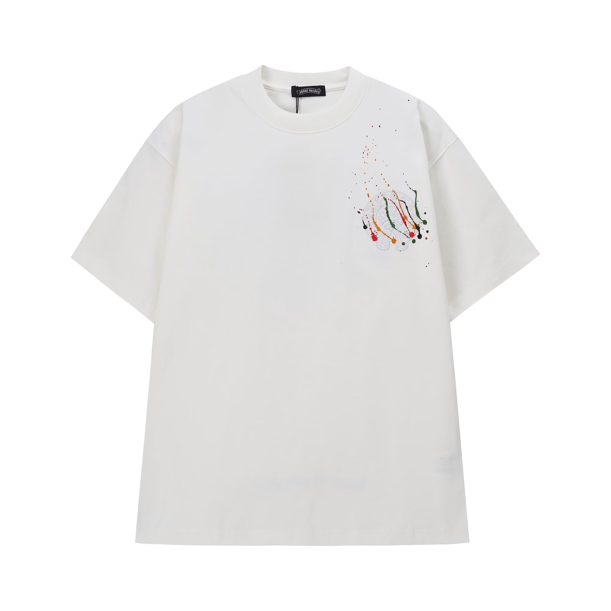 Authentic Chrome Hearts Chrome Hearts White Paint Drip Cross T-Shirt – front view
