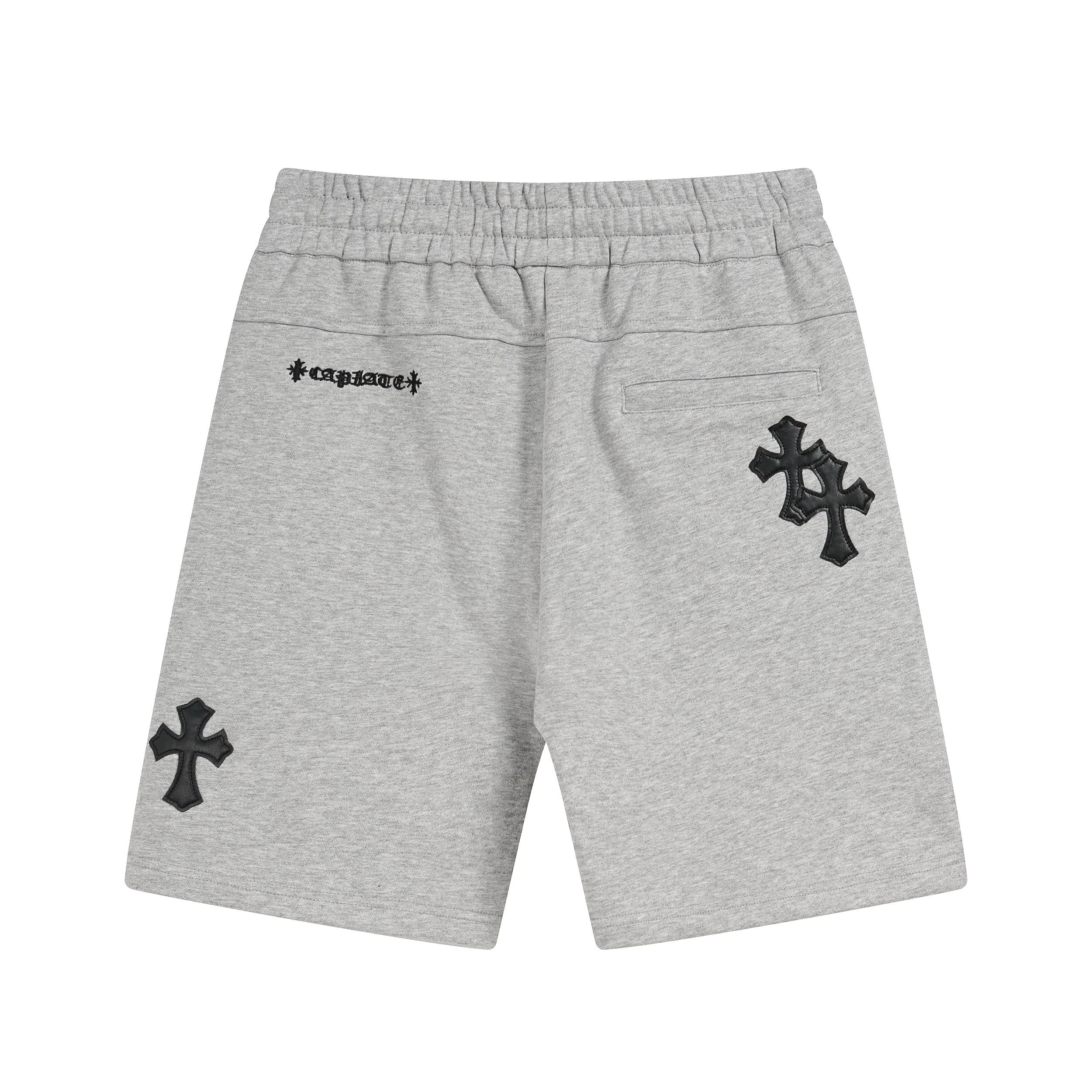 Authentic Chrome Hearts Chrome Hearts Grey Black Cross Patch Sweat Shorts – front view
