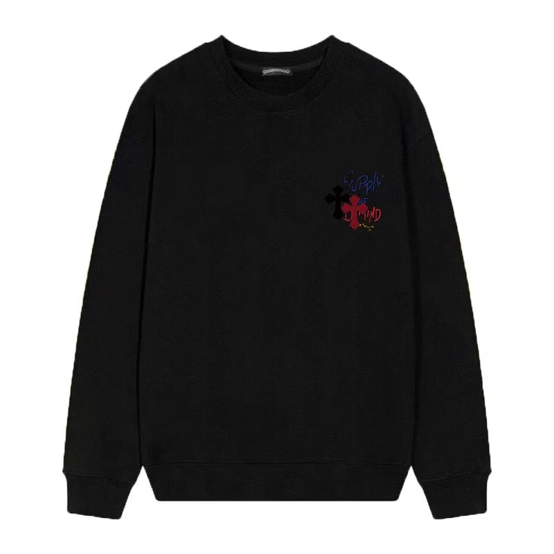 Authentic Chrome Hearts Supply The Demand Cross Graphic Sweatshirt – Black – front view