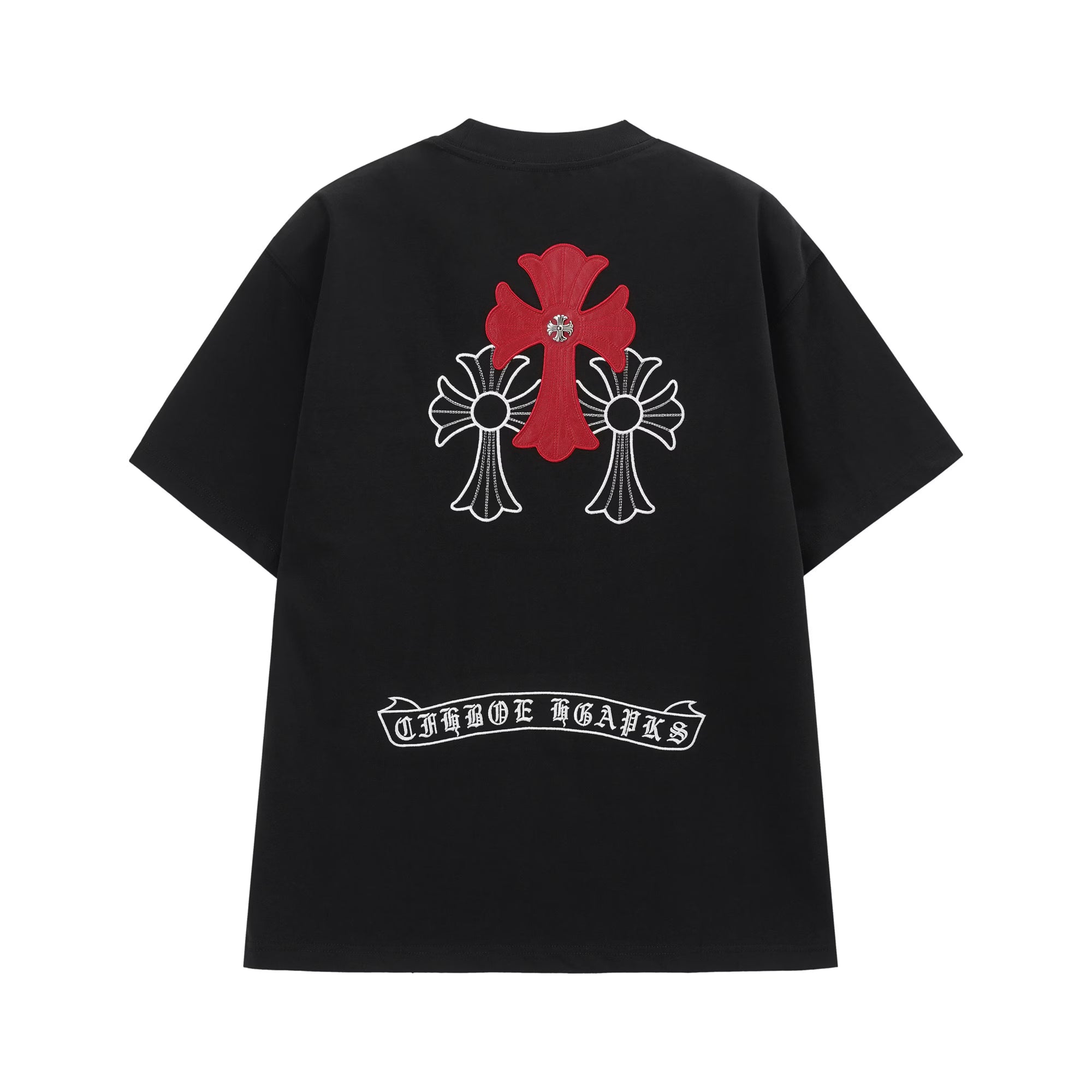 Authentic Chrome Hearts Chrome Hearts Red Triple Cross T-Shirt – front view