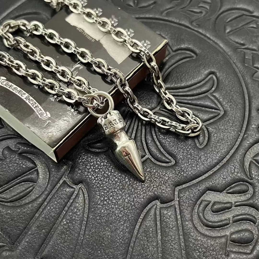 Authentic Chrome Hearts Chrome Hearts Dagger Pendant Link Necklace – front view