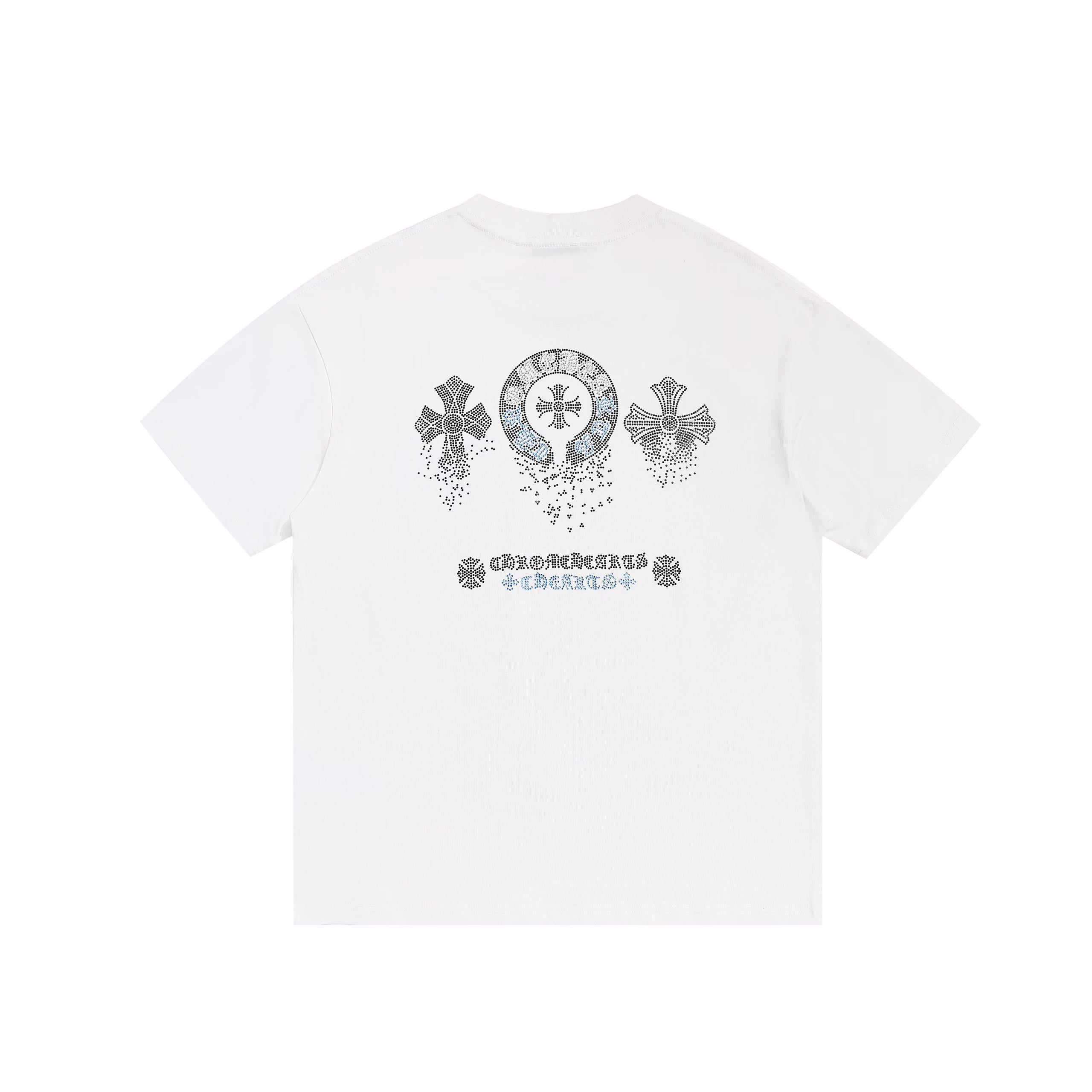 Authentic Chrome Hearts Chrome Hearts White Ice Blue Crystal Cross Tee – front view