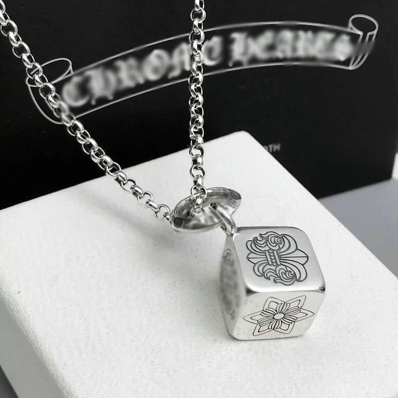 Authentic Chrome Hearts Chrome Hearts Dice Pendant Necklace – front view