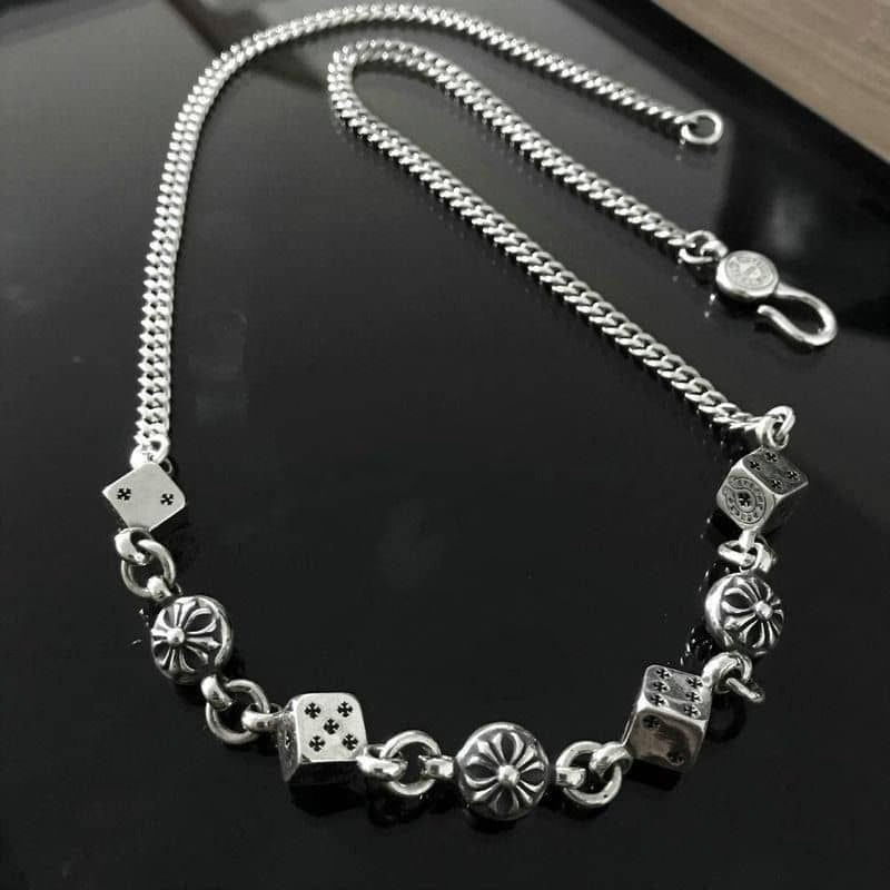 Authentic Chrome Hearts Chrome Hearts Dice Bead Chain Necklace – front view